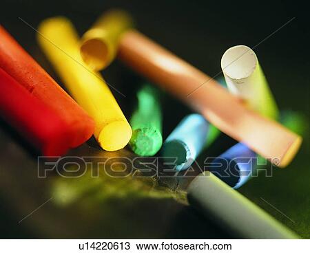 Stock Image - stationary, chalk, pen, blackboard. Fotosearch