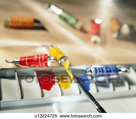 Stock Photography - stationary, pen, brush, watercolor. Fotosearch