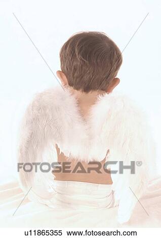 Rear view of a baby boy wearing angel wings View Large Photo Image Stock Photography - Rear view of a baby boy wearing angel wings. Fotosearch