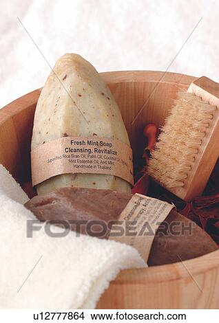 brush, soap, wooden bucket, cylindrical container, treatment, cloth, close-up View Large Photo Image Picture - brush, soap, wooden bucket, cylindrical container, treatment, cloth, close-up. Fotosearch