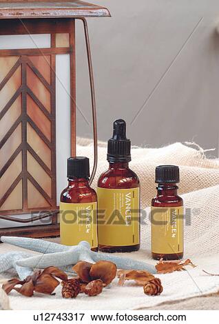 Stock Photo - compounds, container, dropper, large group of objects, ingredients, label. Fotosearch
