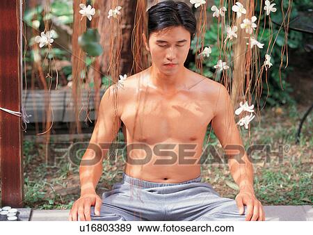 concentrating, well being, hands on knees, cross legged, creepers, relaxation, bare chest View Large Photo Image Stock Photo - concentrating, well being, hands on knees, cross legged, creepers, relaxation, bare chest. Fotosearch