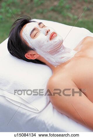 Picture - day, outdoor, human face, health spa, beauty treatment, black hair. Fotosearch