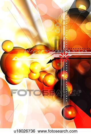 Stock Photograph - Close-up of colored bubbles superimposed on a red background. Fotosearch
