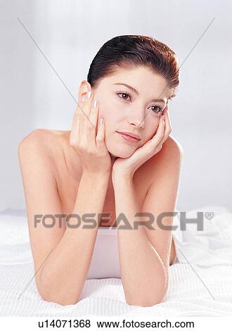 Stock Photo - Beauty Treatment, Tube Top, Hair Back, Beauty Spa. Fotosearch
