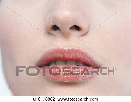 Indoor, Human Face, Human Lips, One Person, Sensory Perception, One Young Woman Only View Large Photo Image Stock Image - Indoor, Human Face, Human Lips, One Person, Sensory Perception, One Young Woman Only. Fotosearch