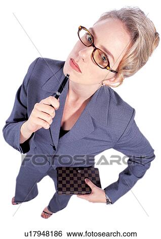 Stock Photograph - business attitudes, profession, standing, thinking, business, organizer. Fotosearch