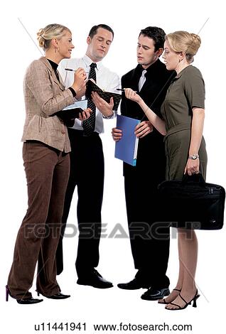 Stock Image - business attitudes, professional, business women, holding, human cut outs, togetherness. Fotosearch