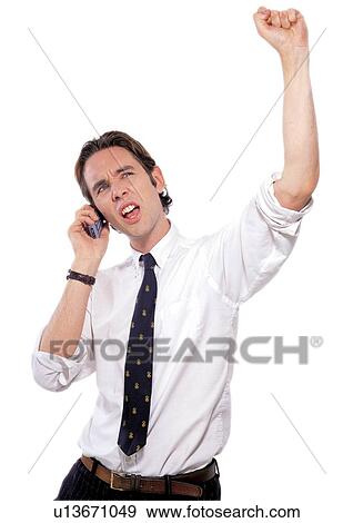business attitudes, white background, mobile phone, looking up View Large Photo Image Stock Photo - business attitudes, white background, mobile phone, looking up. Fotosearch