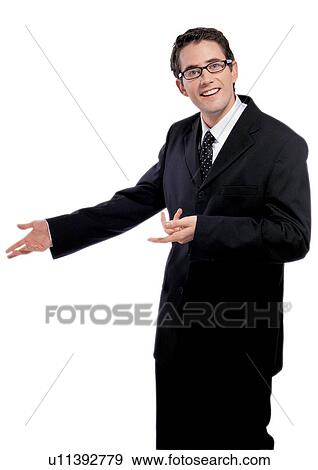 Stock Photo - eye glasses, looking at camera, one person, standing, professional. Fotosearch