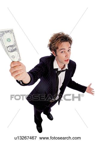 Stock Photo - money, indoor, currency, holding, white background, occupation. Fotosearch