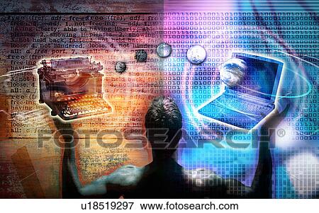 Close-up of a typewriter and computer on a man's hands View Large Photo Image Stock Photo - Close-up of a typewriter and computer on a man's hands. Fotosearch