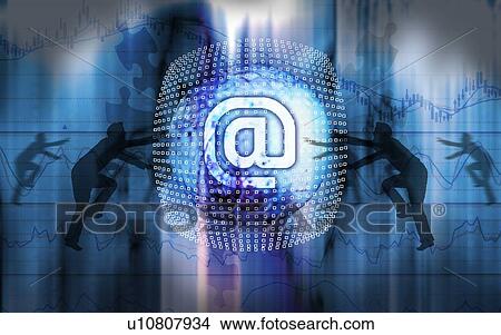 Close-up of an internet symbol superimposed on a blue background View Large Photo Image Picture - Close-up of an internet symbol superimposed on a blue background. Fotosearch