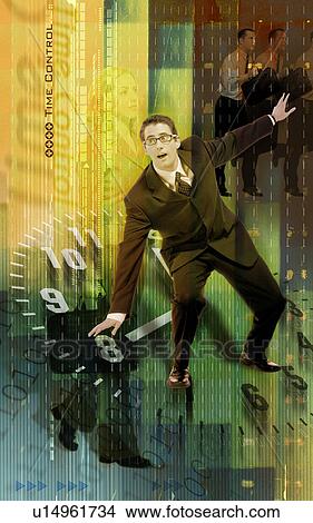High angle view of a business executive superimposed on a clock View Large Photo Image Picture - High angle view of a business executive superimposed on a clock. Fotosearch