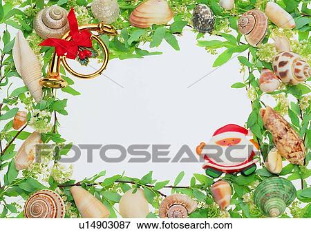 Christmas, frame, border, sea shell, decoration, santa claus View Large Photo Image Stock Photo - Christmas, frame, border, sea shell, decoration, santa claus. Fotosearch