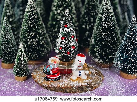 Stock Photo - , Christmas, snow man, tree, santa claus, decoration. Fotosearch