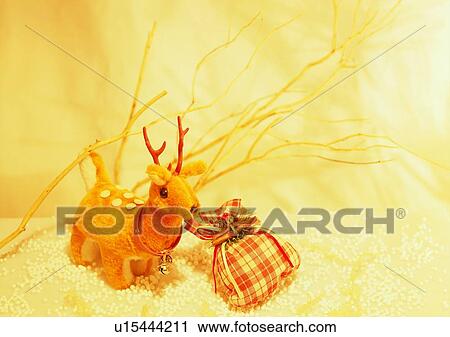 Stock Image - , decoration, holiday, Christmas, deer, bag. Fotosearch