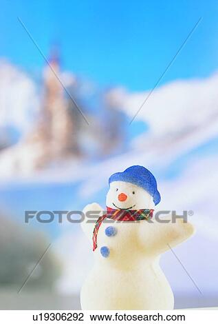 Stock Image - , decoration, holiday, Christmas, snow man, hat. Fotosearch
