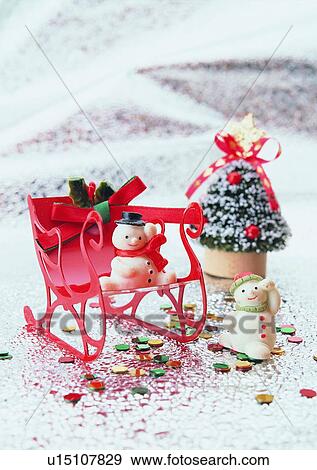 Stock Photo - , decoration, holiday, Christmas, snow man, christmas tree. Fotosearch