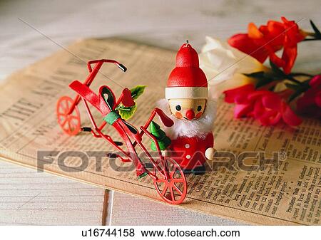 Stock Photo - , decoration, holiday, Christmas, bicycle, doll. Fotosearch