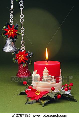 , decoration, holiday, Christmas, candle, bell View Large Photo Image Stock Photography - , decoration, holiday, Christmas, candle, bell. Fotosearch