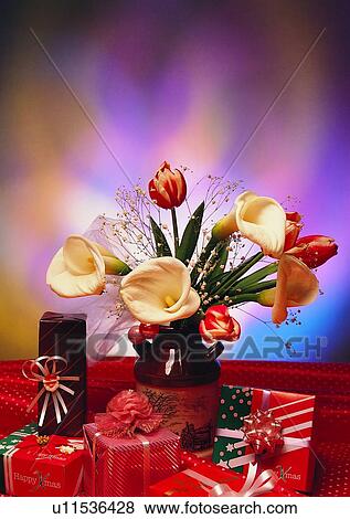 Stock Photo - , flower, Christmas, tulip, decoration, vase. Fotosearch