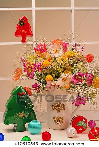 Stock Photograph - , flower, holiday, Christmas, vase, decoration. Fotosearch