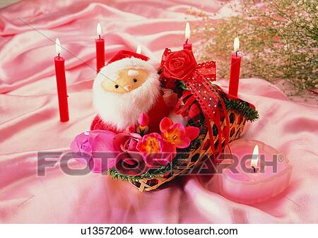 , holiday, candle, basket, Christmas, santa claus View Large Photo Image Picture - , holiday, candle, basket, Christmas, santa claus. Fotosearch