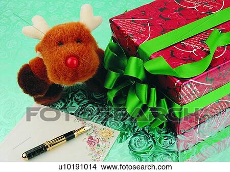 paper, decoration, Christmas, gift, ribbon, deer View Large Photo Image Picture - paper, decoration, Christmas, gift, ribbon, deer. Fotosearch