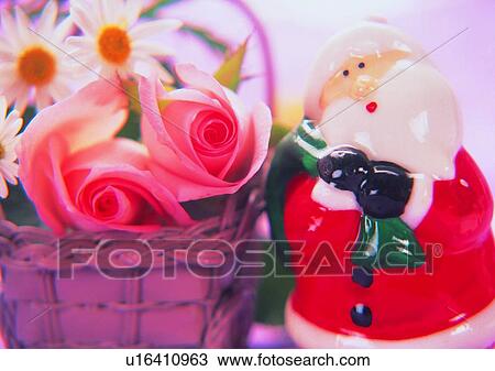 , rose, decoration, santa claus, basket, Christmas View Large Photo Image Stock Image - , rose, decoration, santa claus, basket, Christmas. Fotosearch