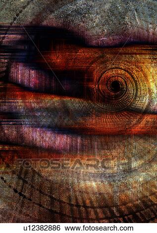 Stock Photograph - Close-up of concentric circles superimposed on a dark background. Fotosearch