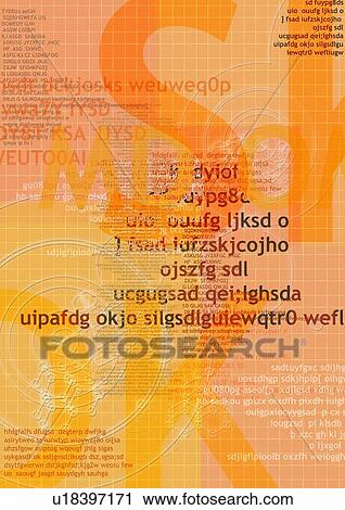 Stock Image - Close-up of text superimposed on an orange background. Fotosearch