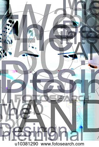 Stock Image - Close-up of words superimposed on a pale background. Fotosearch