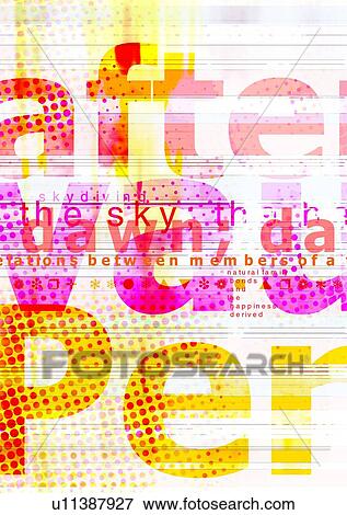 Stock Photo - Close-up of words superimposed on a dotted background. Fotosearch