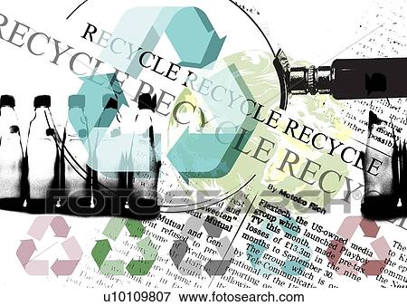 Stock Photo - Text superimposed on a background of bottles and a magnifying glass. Fotosearch