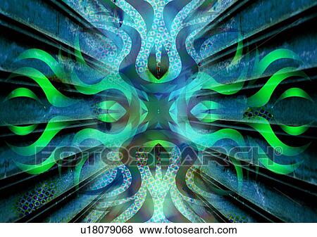 Close-up of a blue and green wavy pattern View Large Photo Image Stock Photo - Close-up of a blue and green wavy pattern. Fotosearch