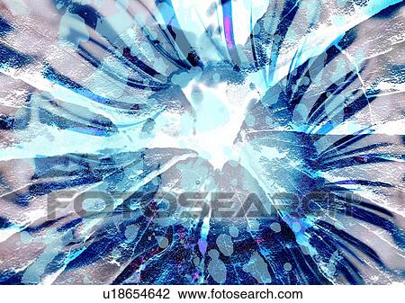 Stock Image - Close-up of a flower superimposed on a blue background. Fotosearch