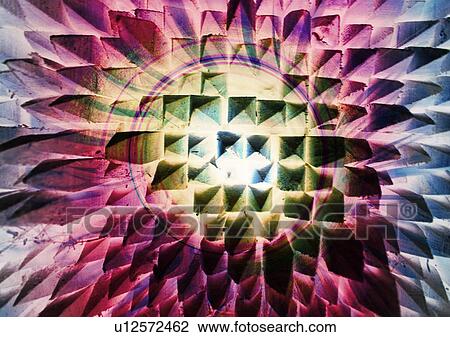 Stock Image - Close-up of a flower superimposed on an explosion of light. Fotosearch