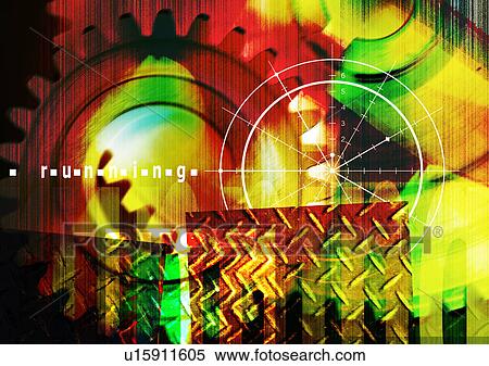Stock Photography - Close-up of a motif on a red and green pattern. Fotosearch