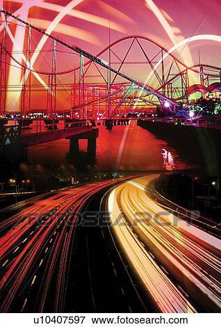 Stock Photo - road, superimposed, technology, creation, representation, system, scheme. Fotosearch