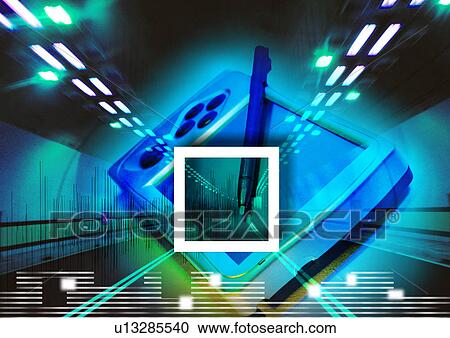 Close-up of a square superimposed on a handheld computer device View Large Photo Image Stock Image - Close-up of a square superimposed on a handheld computer device. Fotosearch