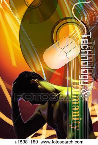 Close-up of male figure superimposed on computer peripherals View Large Photo Image Stock Photo - Close-up of male figure superimposed on computer peripherals. Fotosearch