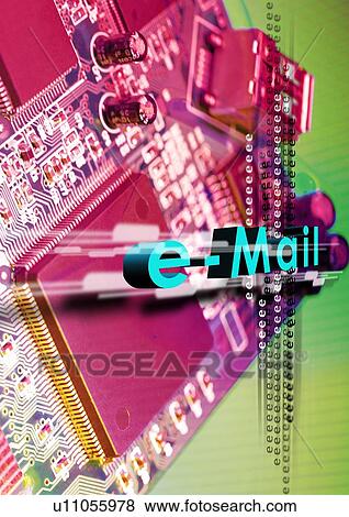 Stock Photo - Close-up of text superimposed on a circuit board. Fotosearch