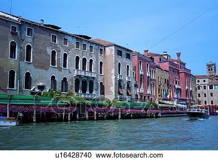 Stock Image - flower, Europe, architecture, building, canal, European. Fotosearch