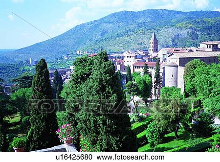 Stock Image - mountain, tree, cloud, sky, Europe, European, day. Fotosearch