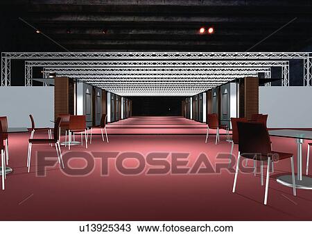 Stock Image - Exhibition Hall, Decor, Seat, Layout, Computer Graphic. Fotosearch
