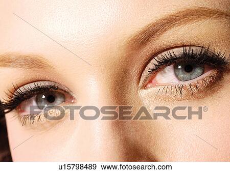 Beautiful female eyes with make-up View Large Photo Image Stock Photo - Beautiful female eyes with make-up. Fotosearch