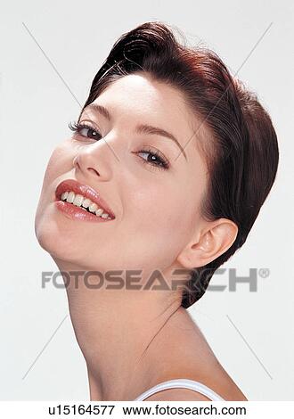 Confidence, Close-Up, Indoor, Beauty, One Young Woman Only, Toothy Smile View Large Photo Image Stock Photo - Confidence, Close-Up, Indoor, Beauty, One Young Woman Only, Toothy Smile. Fotosearch