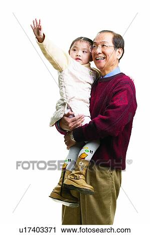 Stock Image - Arms Raised, Black Hair, Balding, Asian Ethnicity, 6-7 Years. Fotosearch