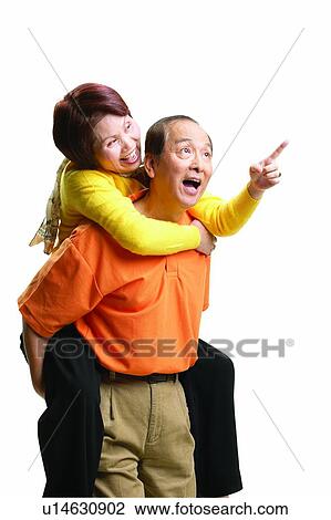 Stock Image - Asian Ethnicity, Cardigan, Brown Hair, Balding, Adults Only. Fotosearch